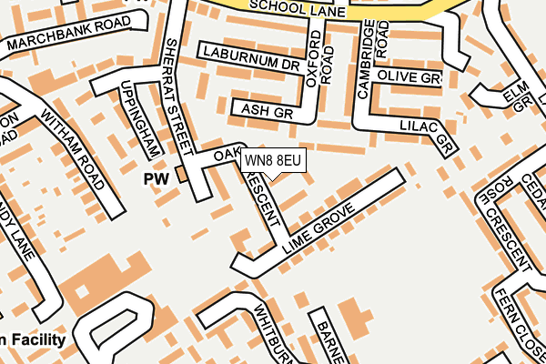 WN8 8EU map - OS OpenMap – Local (Ordnance Survey)