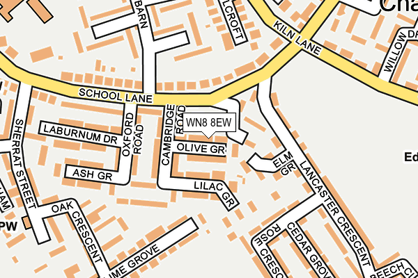 WN8 8EW map - OS OpenMap – Local (Ordnance Survey)