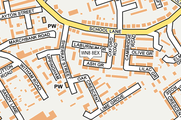 WN8 8EX map - OS OpenMap – Local (Ordnance Survey)