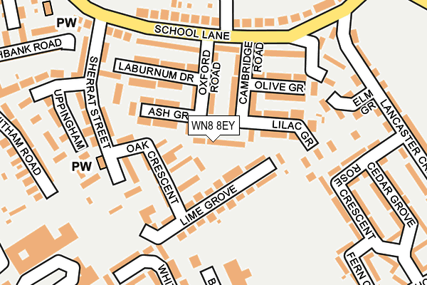 WN8 8EY map - OS OpenMap – Local (Ordnance Survey)