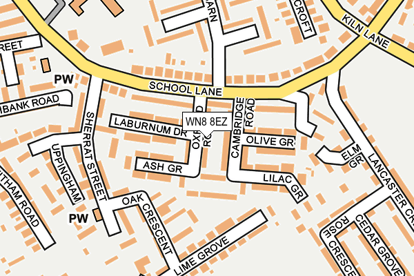 WN8 8EZ map - OS OpenMap – Local (Ordnance Survey)