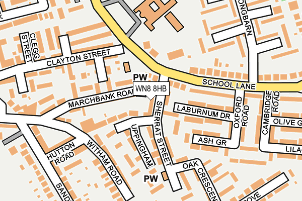 WN8 8HB map - OS OpenMap – Local (Ordnance Survey)