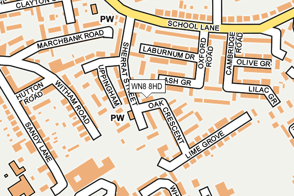 WN8 8HD map - OS OpenMap – Local (Ordnance Survey)