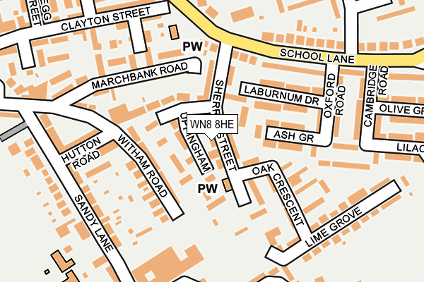 WN8 8HE map - OS OpenMap – Local (Ordnance Survey)
