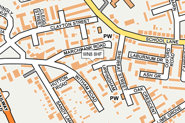 WN8 8HF map - OS OpenMap – Local (Ordnance Survey)