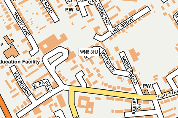 WN8 8HJ map - OS OpenMap – Local (Ordnance Survey)