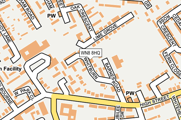 WN8 8HQ map - OS OpenMap – Local (Ordnance Survey)