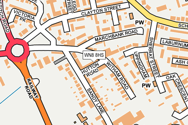 WN8 8HS map - OS OpenMap – Local (Ordnance Survey)
