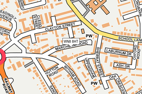 WN8 8HT map - OS OpenMap – Local (Ordnance Survey)