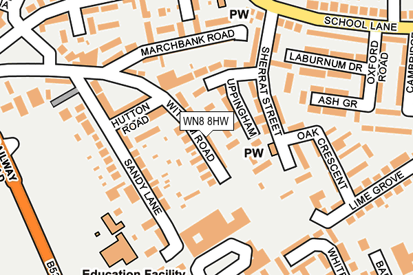 WN8 8HW map - OS OpenMap – Local (Ordnance Survey)