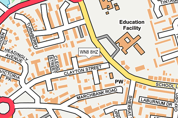 WN8 8HZ map - OS OpenMap – Local (Ordnance Survey)