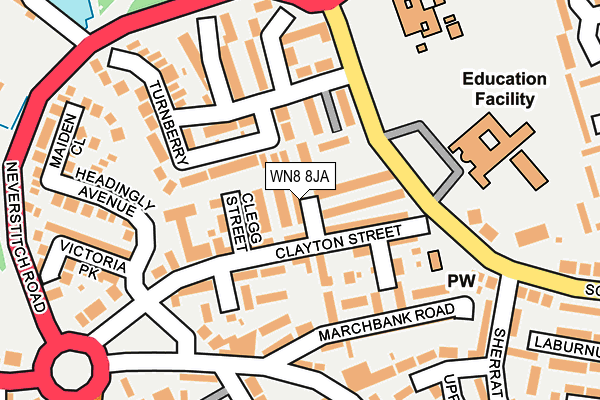 WN8 8JA map - OS OpenMap – Local (Ordnance Survey)