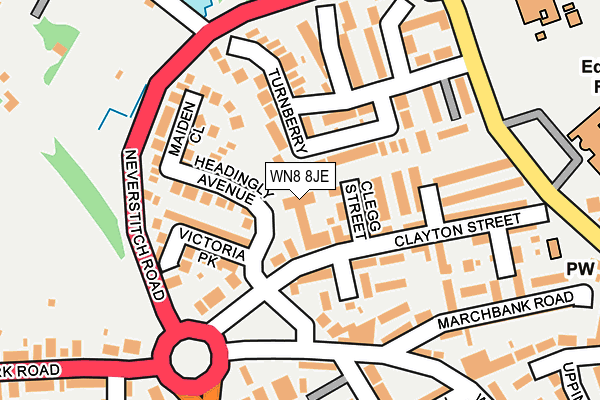WN8 8JE map - OS OpenMap – Local (Ordnance Survey)