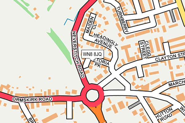 WN8 8JQ map - OS OpenMap – Local (Ordnance Survey)