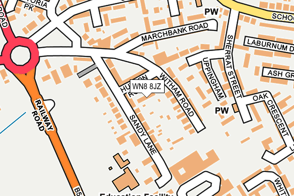 WN8 8JZ map - OS OpenMap – Local (Ordnance Survey)