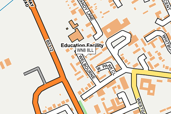 WN8 8LL map - OS OpenMap – Local (Ordnance Survey)