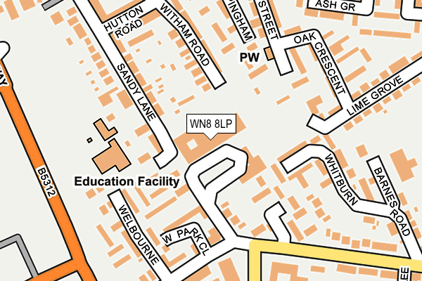 WN8 8LP map - OS OpenMap – Local (Ordnance Survey)