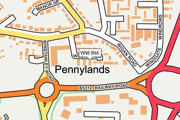 WN8 8NA map - OS OpenMap – Local (Ordnance Survey)