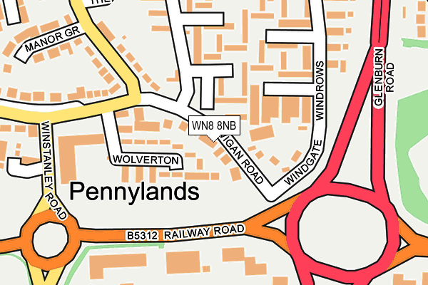 WN8 8NB map - OS OpenMap – Local (Ordnance Survey)