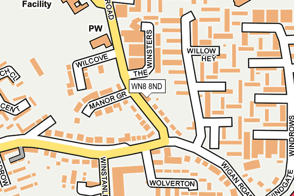 WN8 8ND map - OS OpenMap – Local (Ordnance Survey)