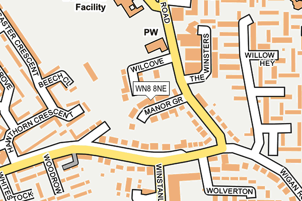 WN8 8NE map - OS OpenMap – Local (Ordnance Survey)