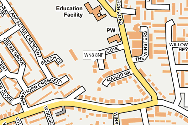 WN8 8NF map - OS OpenMap – Local (Ordnance Survey)