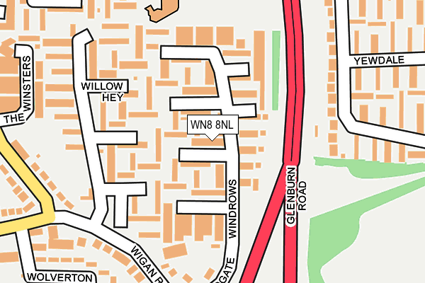 WN8 8NL map - OS OpenMap – Local (Ordnance Survey)