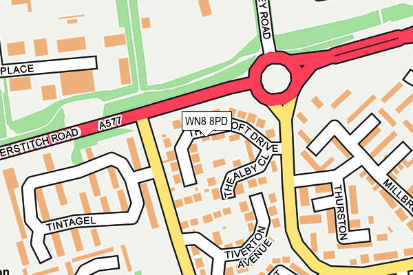 WN8 8PD map - OS OpenMap – Local (Ordnance Survey)