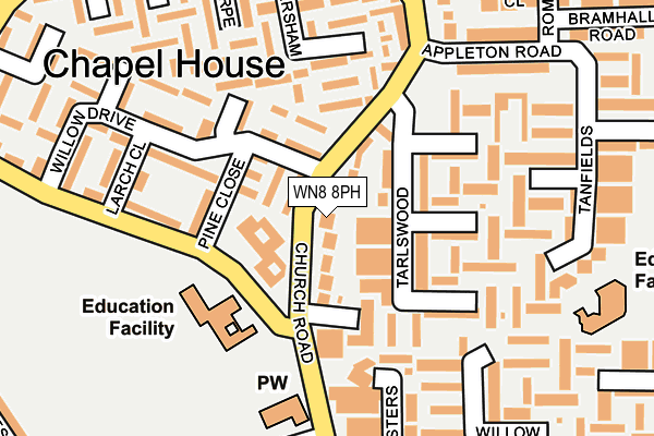 WN8 8PH map - OS OpenMap – Local (Ordnance Survey)