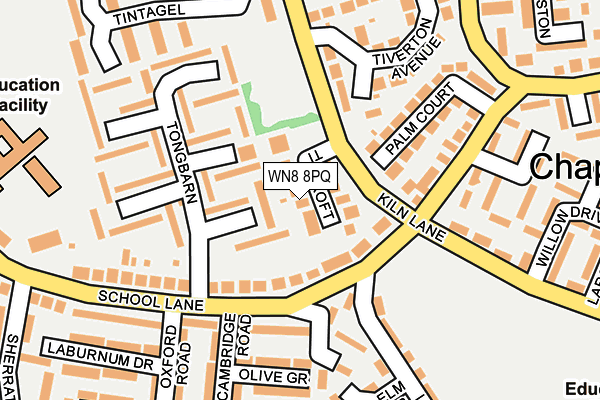 WN8 8PQ map - OS OpenMap – Local (Ordnance Survey)