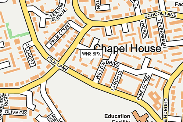 WN8 8PX map - OS OpenMap – Local (Ordnance Survey)