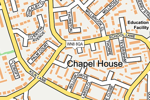 WN8 8QA map - OS OpenMap – Local (Ordnance Survey)