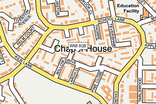 WN8 8QB map - OS OpenMap – Local (Ordnance Survey)