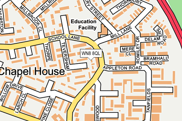 WN8 8QL map - OS OpenMap – Local (Ordnance Survey)