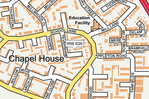 WN8 8QN map - OS OpenMap – Local (Ordnance Survey)