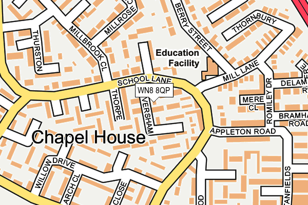 WN8 8QP map - OS OpenMap – Local (Ordnance Survey)