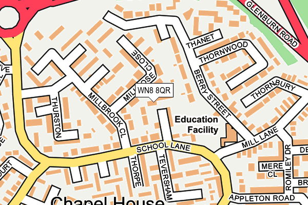 WN8 8QR map - OS OpenMap – Local (Ordnance Survey)