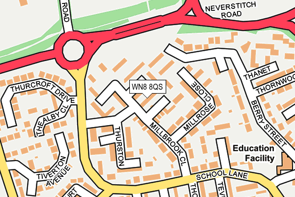 WN8 8QS map - OS OpenMap – Local (Ordnance Survey)