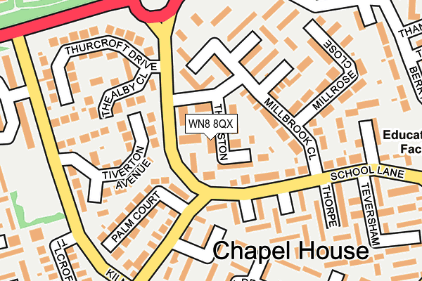 WN8 8QX map - OS OpenMap – Local (Ordnance Survey)