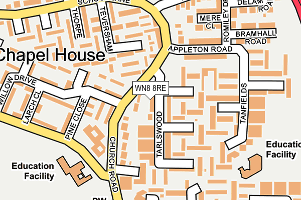 WN8 8RE map - OS OpenMap – Local (Ordnance Survey)