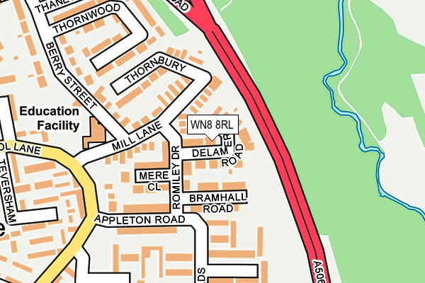 WN8 8RL map - OS OpenMap – Local (Ordnance Survey)