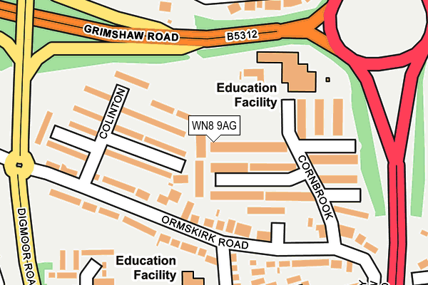 WN8 9AG map - OS OpenMap – Local (Ordnance Survey)