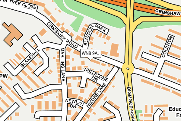 WN8 9AJ map - OS OpenMap – Local (Ordnance Survey)