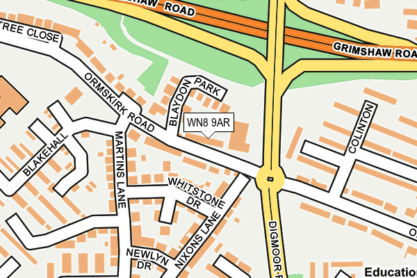 WN8 9AR map - OS OpenMap – Local (Ordnance Survey)