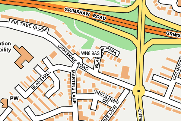 WN8 9AS map - OS OpenMap – Local (Ordnance Survey)