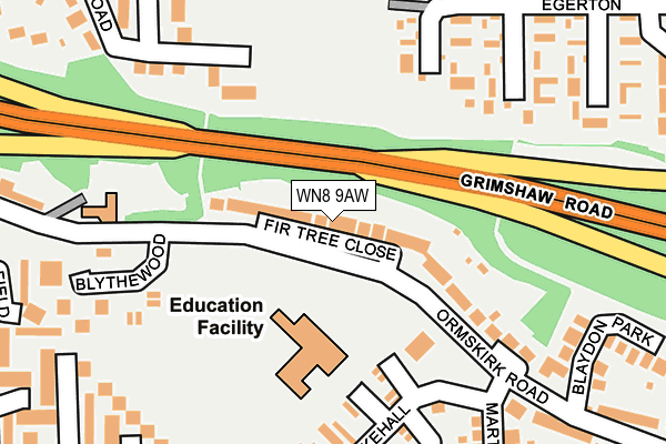 WN8 9AW map - OS OpenMap – Local (Ordnance Survey)