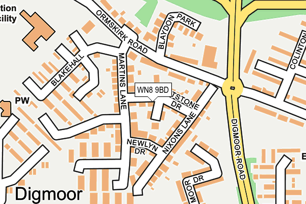 WN8 9BD map - OS OpenMap – Local (Ordnance Survey)