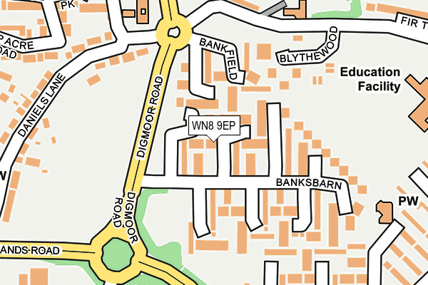 WN8 9EP map - OS OpenMap – Local (Ordnance Survey)