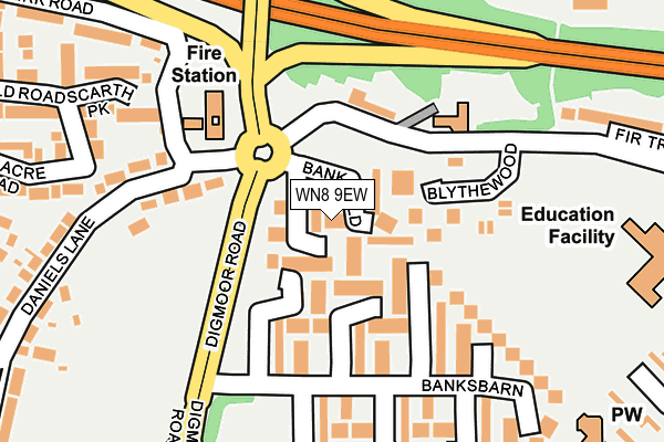 WN8 9EW map - OS OpenMap – Local (Ordnance Survey)