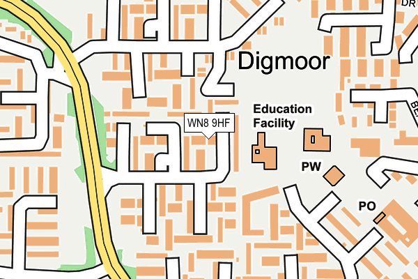 WN8 9HF map - OS OpenMap – Local (Ordnance Survey)